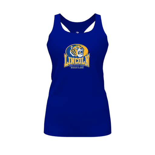 [CUS-DFW-RCBK-PER-RYL-FYS-LOGO3] Racerback Tank Top (Female Youth S, Royal, Logo 3)