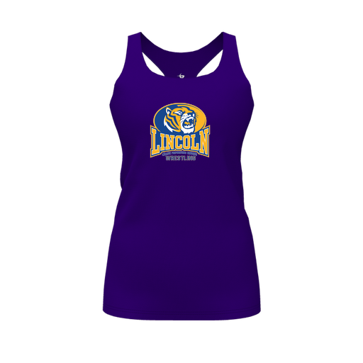 [CUS-DFW-RCBK-PER-PUR-FYS-LOGO3] Racerback Tank Top (Female Youth S, Purple, Logo 3)