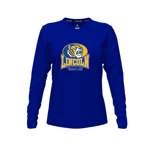 [FTLVPTRY-FYXS-LOGO3] Decker Performance T-Shirt (Female Youth XS, Royal, V Neck, Logo 3, Long Sleeve)