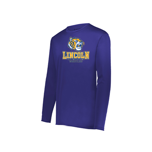 [222823.747.S-LOGO1] Youth LS Smooth Sport Shirt (Youth S, Purple, Logo 1)