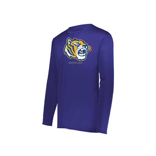 [222823.747.S-LOGO2] Youth LS Smooth Sport Shirt (Youth S, Purple, Logo 2)