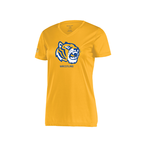 [222820.023.S-LOGO2] Ladies Movement Dri Fit Shirt (Female Adult S, Athletic Gold, Logo 2)