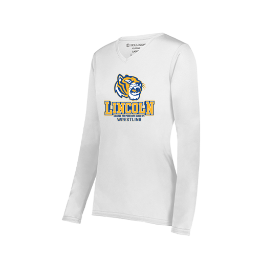 [222824.005.S-LOGO1] Ladies LS Smooth Sport Shirt (Female Adult S, White, Logo 1)