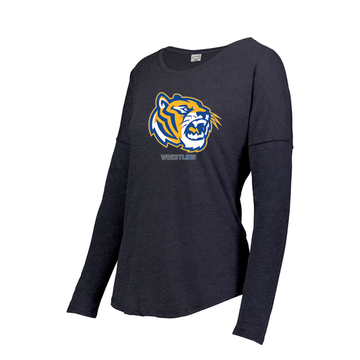 [3077.72N.S-LOGO2] Ladies LS Ultra-blend T-Shirt (Female Adult S, Navy, Logo 2)