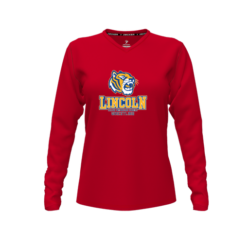 [FTLVCFRD-FYXS-LOGO1] Comfort T-Shirt (Female Youth XS, Red, V Neck, Logo 1, Long Sleeve)